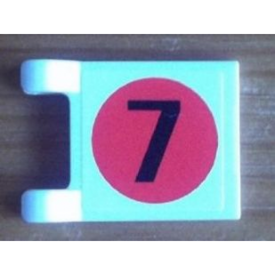 Flag 2 x 2 Square with Number 7 in Japan Flag Pattern on Both Sides (Stickers) - Set 8679