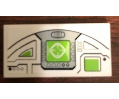 Tile 2 x 4 with Pilot Console with Lime and White HUD Display Pattern Model Left Side (Sticker) - Set 75021