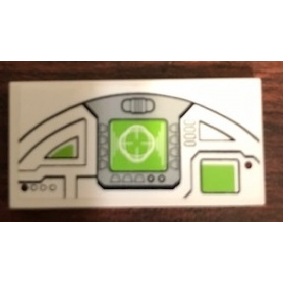 Tile 2 x 4 with Pilot Console with Lime and White HUD Display Pattern Model Left Side (Sticker) - Set 75021