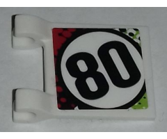 Flag 2 x 2 Square with Number 80 in Red, Black and Lime Pattern on Both Sides (Stickers) - Set 42065