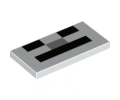 Tile 2 x 4 with Black and Light Bluish Gray Rectangles (Minecraft Skeleton Face) Pattern