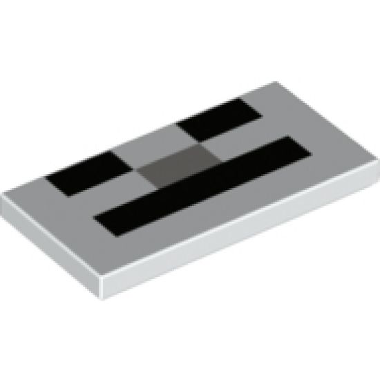 Tile 2 x 4 with Black and Light Bluish Gray Rectangles (Minecraft Skeleton Face) Pattern