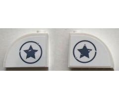 Slope, Curved 3 x 1 x 2 with Stud with Sand Blue Star in Circle on Both Sides Pattern (Stickers) - Set 76075