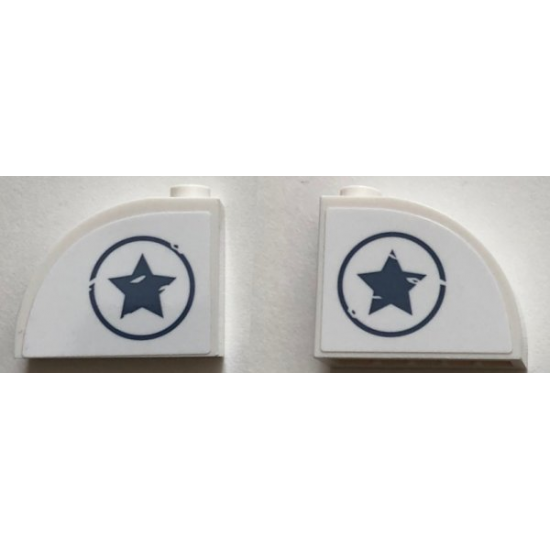 Slope, Curved 3 x 1 x 2 with Stud with Sand Blue Star in Circle on Both Sides Pattern (Stickers) - Set 76075