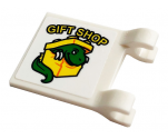 Flag 2 x 2 Square with 'GIFT SHOP', Lego Box and Dinosaur Pattern (Sticker) - Set 75934