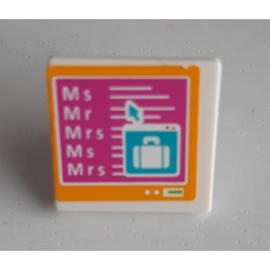 Road Sign 2 x 2 Square with Open O Clip with Computer Screen, 'M s' 'M r' 'M r s', Luggage and Mouse Pointer Pattern (Sticker) - Set 41109