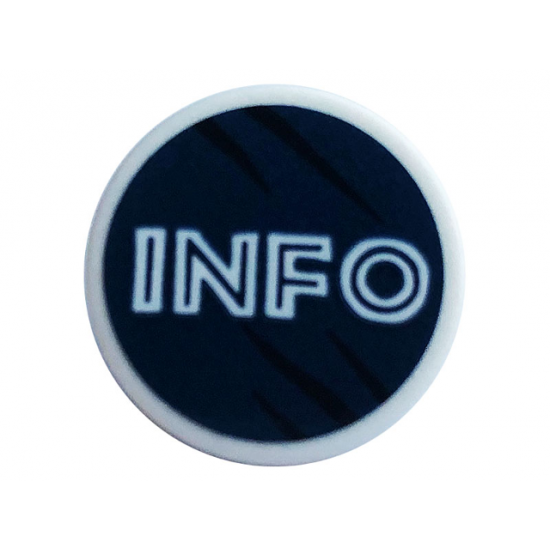 Road Sign 2 x 2 Round with Clip with 'INFO' and Scratches Pattern (Sticker) - Set 75937