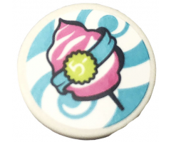 Road Sign 2 x 2 Round with Clip with '5-', Spirals and Dark Pink Candyfloss Pattern (Sticker) - Set 41337