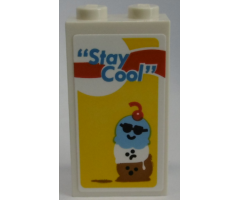 Brick 1 x 2 x 3 with 'Stay Cool' and Scoops of Ice Cream Pattern (Sticker) - Set 60253