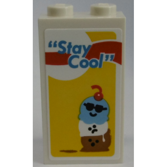 Brick 1 x 2 x 3 with 'Stay Cool' and Scoops of Ice Cream Pattern (Sticker) - Set 60253