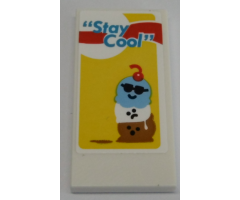 Tile 2 x 4 with 'Stay Cool' and Ice Cream Scoops Pattern (Sticker) - Set 60253