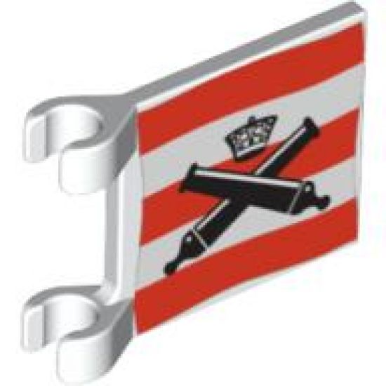 Flag 2 x 2 Square with Crossed Cannons over Red Stripes, No Outline Pattern