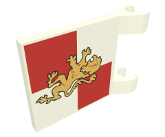 Flag 2 x 2 Square with Gold Lion on Red and White Quarters Background Pattern
