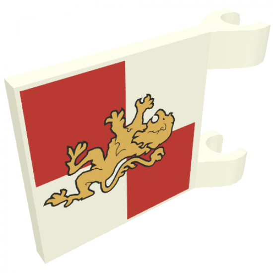 Flag 2 x 2 Square with Gold Lion on Red and White Quarters Background Pattern
