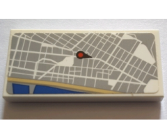 Tile 2 x 4 with Map Street Level with Red Pin Pattern (Sticker) - Set 75827