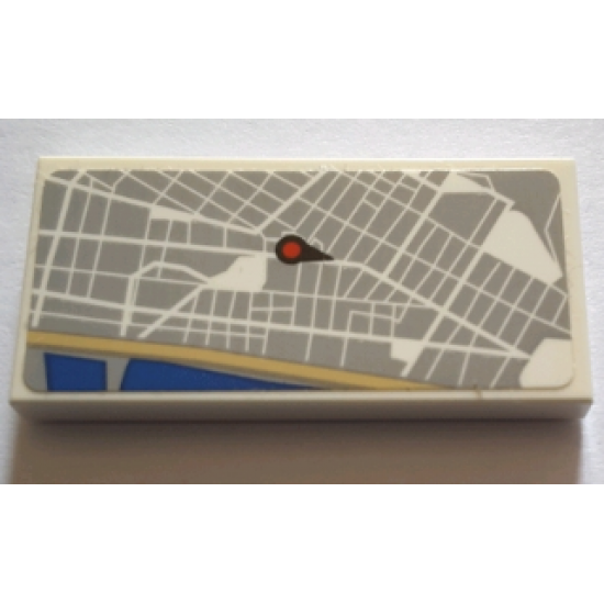 Tile 2 x 4 with Map Street Level with Red Pin Pattern (Sticker) - Set 75827