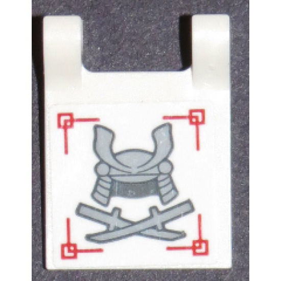 Flag 2 x 2 Square with Samurai Helmet and Crossed Swords Pattern (Sticker) - Set 70596