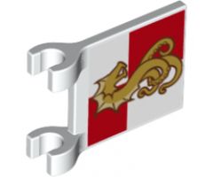 Flag 2 x 2 Square with Sea Monster on Red and White Quarters Background Pattern (Leviathan)