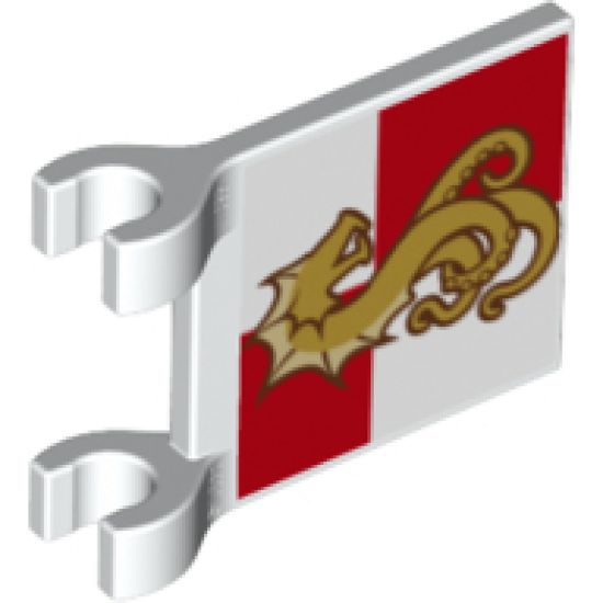 Flag 2 x 2 Square with Sea Monster on Red and White Quarters Background Pattern (Leviathan)