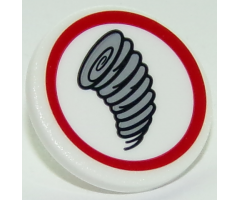 Road Sign 2 x 2 Round with Clip with Tornado Pattern (Sticker) - Set 10261
