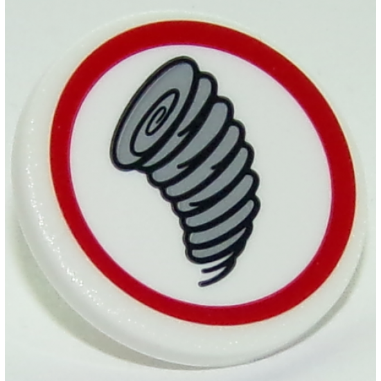 Road Sign 2 x 2 Round with Clip with Tornado Pattern (Sticker) - Set 10261