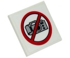 Road Sign 2 x 2 Square with Open O Clip with No Cameras Pattern (Sticker) - Set 10261