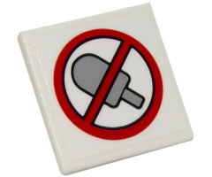 Road Sign 2 x 2 Square with Open O Clip with No Popsicles Pattern (Sticker) - Set 10261
