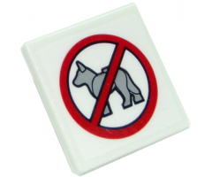 Road Sign 2 x 2 Square with Open O Clip with No Dogs Pattern (Sticker) - Set 10261