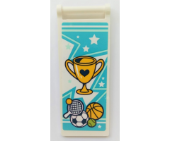 Flag 7 x 3 with Bar Handle with Stars, Trophy, Tennis Racket, Basketball, Soccer and Tennis Balls Pattern (Sticker) - Set 41338