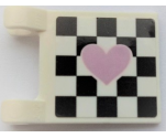 Flag 2 x 2 Square with Metallic Pink Heart on Black Checkered Background Pattern Model Right Side (Sticker) - Set 41352