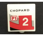 Road Sign 2 x 2 Square with Open O Clip with 'CHOPARD', 'P1' and Number 2 Pattern Model Left Side (Sticker) - Set 75887