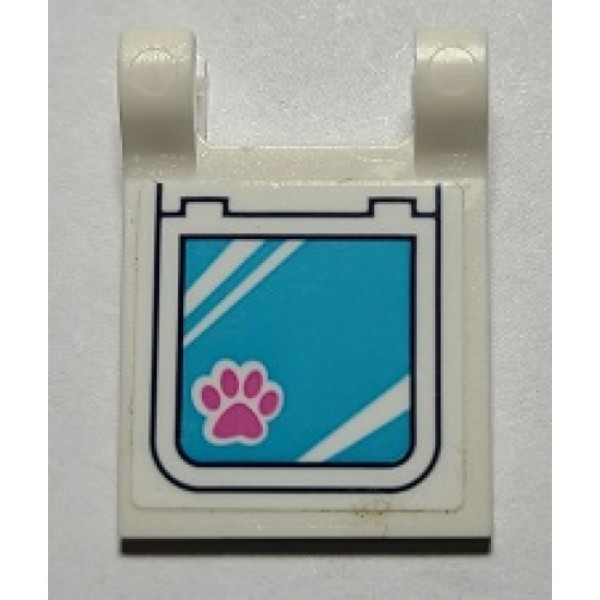 Flag 2 x 2 Square with Pet Door/Flap with Dark Pink Paw Print Pattern (Sticker) - Set 41340