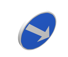 Road Sign 2 x 2 Round with Clip with White Arrow on Blue Background Pattern