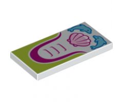 Tile 2 x 4 with Dolphins and Scallop Seashell Pattern