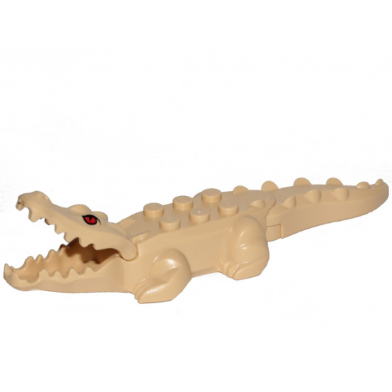 Alligator / Crocodile with 20 Teeth with Red Eyes Pattern with Blue Technic, Pin 1/2
