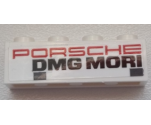 Brick 1 x 4 with Red 'PORSCHE' and Black 'DMG MORI' and 2 Dark Bluish Gray Rectangles Pattern on Both Sides (Stickers) - Set 75876