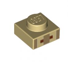 Plate 1 x 1 with 3 Dark Tan Rectangles and 2 Black Squares Pattern (Minecraft Villager Mouth and Nose)