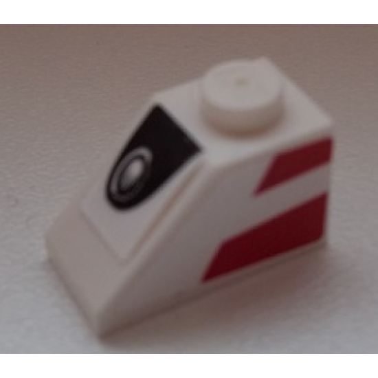 Slope 45 2 x 1 with Headlight and 2 Red Stripes on Side Pattern Model Left Side (Stickers) - Set 75876