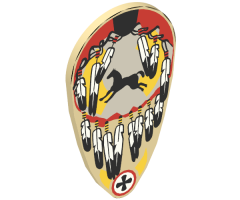 Minifigure, Shield Ovoid with Feathers and Horse Pattern