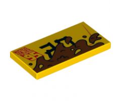 Tile 2 x 4 with 'RUSTEZE RACING CENTER TEAM 95' and Mud Splotches Pattern Model Left Side