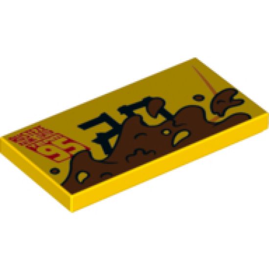 Tile 2 x 4 with 'RUSTEZE RACING CENTER TEAM 95' and Mud Splotches Pattern Model Left Side