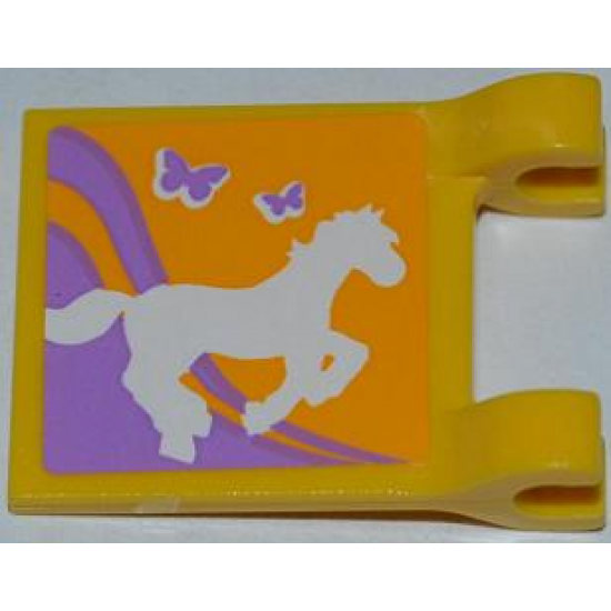 Flag 2 x 2 Square with Horse and 2 Butterflies Pattern (Sticker) - Set 3189