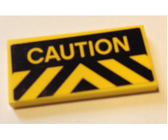 Tile 2 x 4 with Yellow and Black Chevron Danger Stripes and 'CAUTION' Pattern (Sticker) - Set 60125