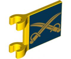Flag 2 x 2 Square with Gold Crossed Cutlasses on Dark Blue Background Pattern