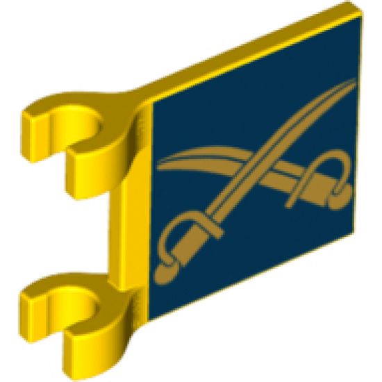 Flag 2 x 2 Square with Gold Crossed Cutlasses on Dark Blue Background Pattern