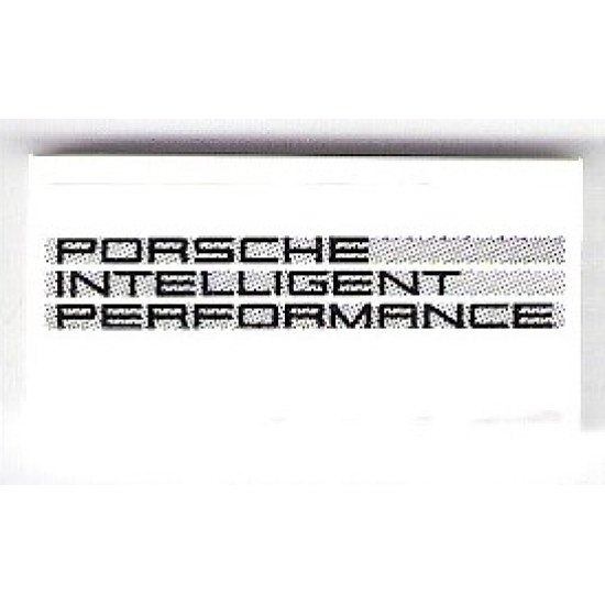 Tile 2 x 4 with 'PORSCHE INTELLIGENT PERFORMANCE' and Light Bluish Gray Stripes Pattern (Sticker) - Set 75876