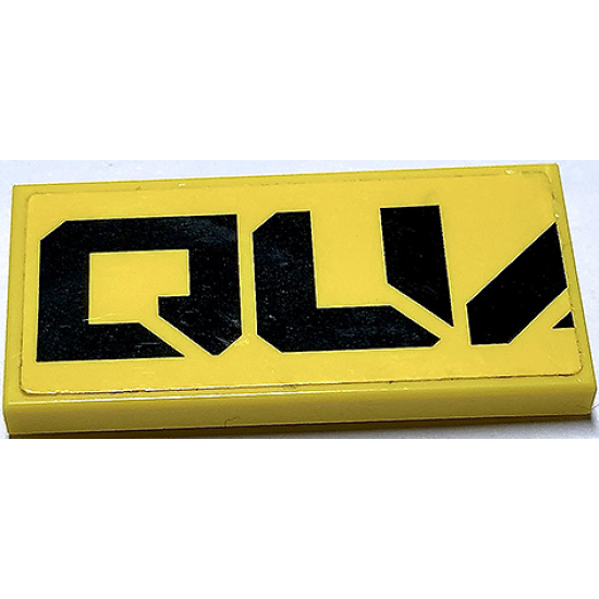 Tile 2 x 4 with Black 'QU' (Quake Left Half) Pattern (Sticker) - Set 70632