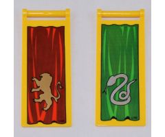 Flag 7 x 3 with Rod with HP Gold Lion (Gryffindor) and Snake (Slytherin) Pattern on Opposite Sides