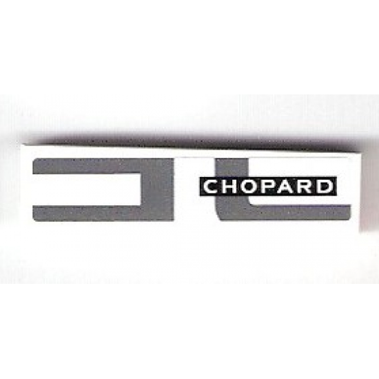 Tile 1 x 4 with 'CHOPARD' and Dark Bluish Gray Markings Pattern Model Right Side (Sticker) - Set 75876