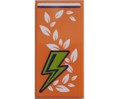 Tile 2 x 4 with Orange Blanket with White Leaves and Lime Lightning Bolt Pattern (Sticker) - Set 41327